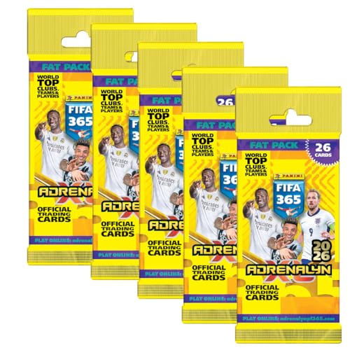 Fußball Trading Cards 2026 | 5 Fat Packs | 130 Sammelkarten | Internationale Clubs & Nationalteams | Road to WM 2026 von Generisch