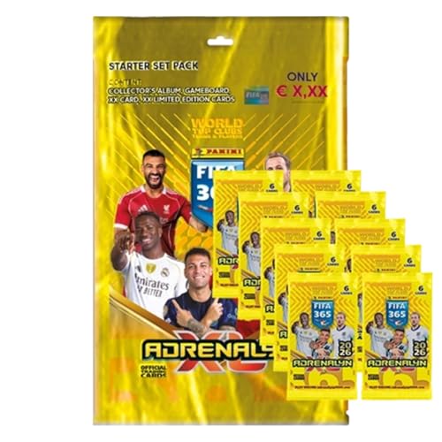 Fußball Trading Cards 2026 | Starterpack + 10 Booster | Album, Limited Karten, Golden Baller & 60 Extra Karten | Road to WM 2026 von Generisch