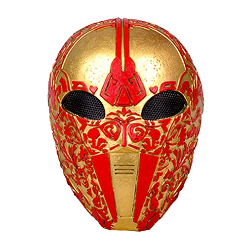 GFRP Horror-Soldat Cosplay Maske Halloween Tanzparty Requisiten Kostüm Maske für Erwachsene (Gold/Rot) von Generisch