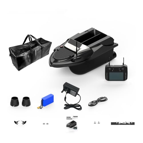 GPS Advanced RC Bait Boat, V080 12V High Speed RC Angelköderboot mit 9 Angelzonen, 180 Wegpunkten, Navigationslichter, Geschenk für Erwachsene von Generisch