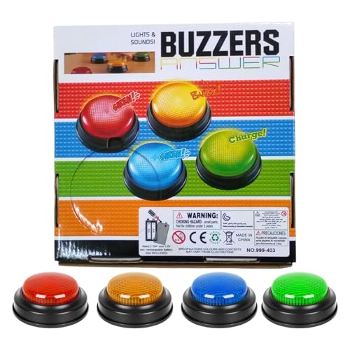 Game Summer, Klassenzimmer -Summer - Klassenzimmer Antwortspiel mit Lichtern und Sound für Show | 4X Fun Quick Response -Taste einfach zu verwendende Wettbewerbsrequisiten für die Familie von Generisch