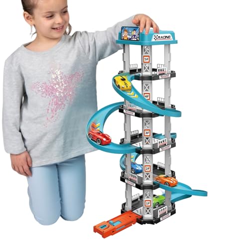 Garage Car Track Playset - Creative Racing Ramp Garage, baubares Fahrzeugspielzeug mit Verkehrsfunktionen, interaktives Spiel | STEM -Lernrollenspiel für Kinder, Geburtstagsgeschenk, Mädchen von Generisch