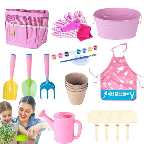 Gartengeräte für Kinder, Gartengeräte Spielzeug, Gartenwerkzeug-Set 20 x | Lustiges Garten-Spielset für die Gartenarbeit, Outdoor-Spielzeug für Kinder mit Gießkanne, von Generisch
