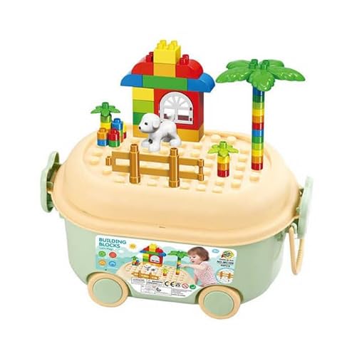 Gebäudeblöcke Farm Playset, 50 Stück, Rolling Storage Box mit Bauplatte, Bildungsbauspielzeug von Generisch