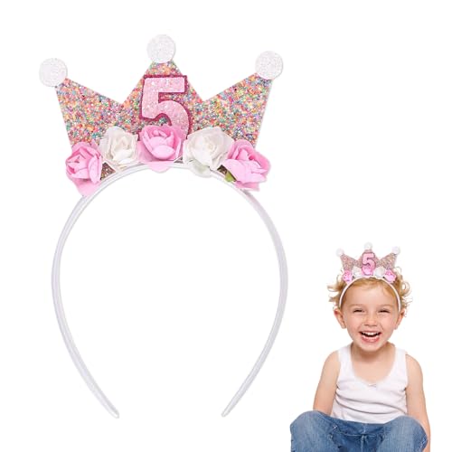 Geburtstagskrone Mädchen 5 Jahre – Prinzessin Geburtstag Deko, Geburtstagskrone mit Rose Blumen, Mädchen Stirnband für Geburtstagsparty Geburtstagskrone Mädchen 5 Jahre – Prinzessin Geburtstag Deko, Geburtstagskrone mit Rose Blumen, Mädchen Stirnband für Geburtstagsparty von Generisch