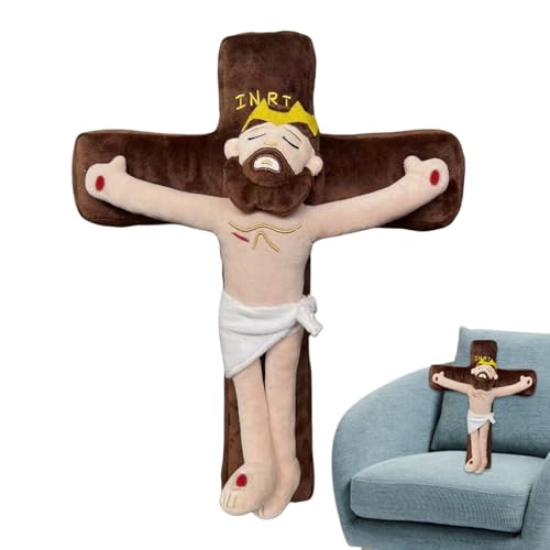 Gefüllte Jesus-Plüschpuppe, gefülltes Jesus-Kreuz-Überwurfkissen, niedliches Cartoon-Design, weich, Weihnachtsdekoration, für Kinderzimmer, Schlafzimmer, Couch, Wohnzimmer, Schreibtisch, Auto, Sofa von Generisch