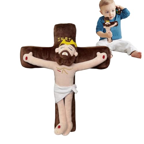 Gefüllte Jesus-Plüschpuppe, gefülltes Jesus-Kreuz-Wurfkissen – weiche, niedliche religiöse Figur für Urlaub, Heimdekoration, Sofa, Bett, Kinderzimmer, Reisen, Schreibtisch, Schlafzimmer, Couch, Auto von Generisch