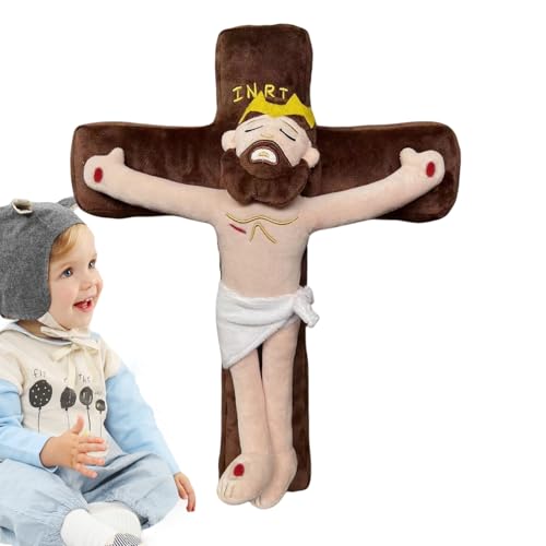Gefüllte Jesus Plush Puppe | Kreuz Jesus Figur Stofftier | Weiche Religiöse Figur Für Urlaub Wohnzimmer Deko Sofa Bett Kinderzimmer Reisen Schreibtisch Schlafzimmer Couch Auto von Generisch