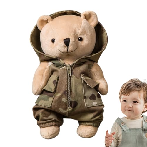 Gefüllte Plüsch - Huggable Plüschpuppe, Weiches Gefülltes Tier | Cartoon Camouflage Plüschbär 7.87in, Abnehmbare Gefüllte Tierkissen Sammlerzimmerdekor Für Sofa Couch Bettauto Innenraum von Generisch
