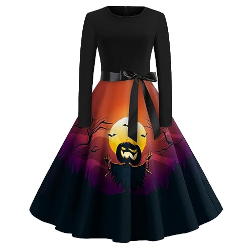 Geisterbraut Kostüm Puppe Blut Pirat Teufel Vampir Maxikleid Langarm Dress Hexe Prinzessin Vampir Halloween Kleid Sensenmann Gespenst Kürbis Lolita Clothes Geister Gothic XXL von Generisch