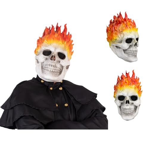 Geistermaske Ghost Totenkopf Horror Scream Maske Flammenschädelmaske Ritter Maske für Halloween Karneval Cosplay von Generisch