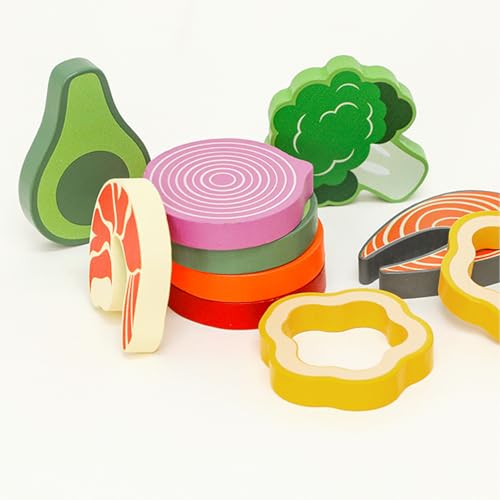 Gemüsespielset – Holzspielzeug Salat Zutaten, Küchenzubehör Kinder Spiel-Lebensmittelset | Interaktives Rollenspiel Zur Förderung Gesunder Ernährung, Lernspiel Im Kinderzimmer, Vorschule von Generisch