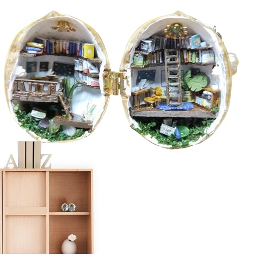 Generic DIY Book Nook Kit | DIY handgefertigte Mini-Buchhandlungs-Bibliothek | Tiny World In Walnut 3D Mini House, Nut Secret 3D Szene Home Decor von Generisch