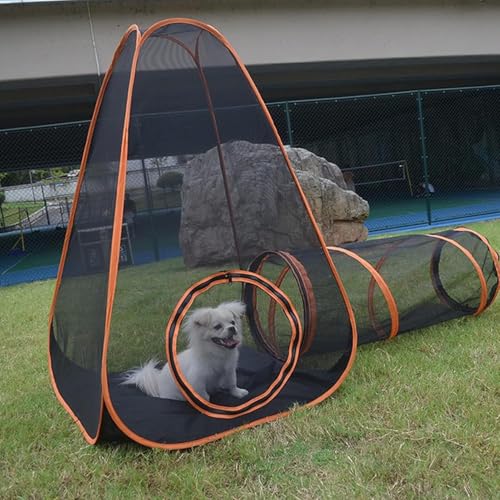 Generic Outdoor Cat Enclosures Tunnels - Tragbares Katzenhaus Pop Up Haustierzelt für Katzen, Kaninchen & Kleintiere - Spiel-Mesh-Zelt für den Außen-/Innen-Genuss (A) von Generisch