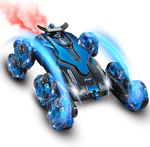 Generico Ferngesteuertes Auto Stunt, 2,4 GHz RC, Akrobatikfahrzeug mit 8 Rädern, Schwarz und Blau von Generisch