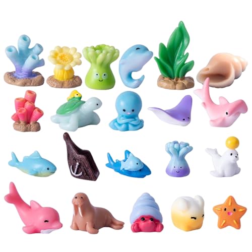 Generico Figuren von Meerestieren, einundzwanzig Figuren von Meerestieren - Realistische Figuren aus farbigem Harz für interaktive Spiele während Partys und Bädern von Generisch