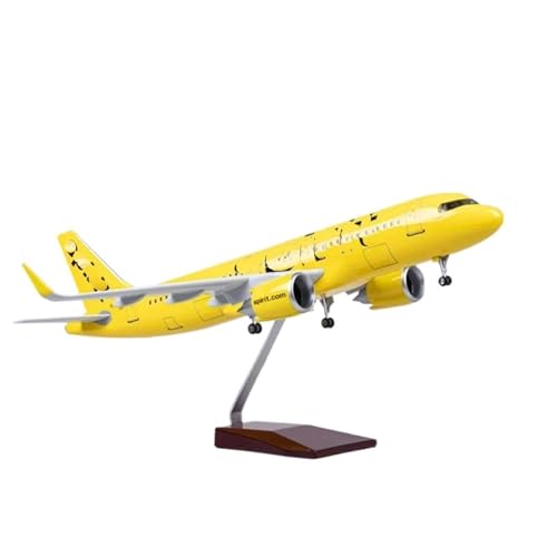 Generico Flugzeug Modell A320 Spirit Airlines - 47cm 1/80 Sammlerflugzeug mit Licht und funktionierendem Fahrwerk (A320W LED) von Generisch