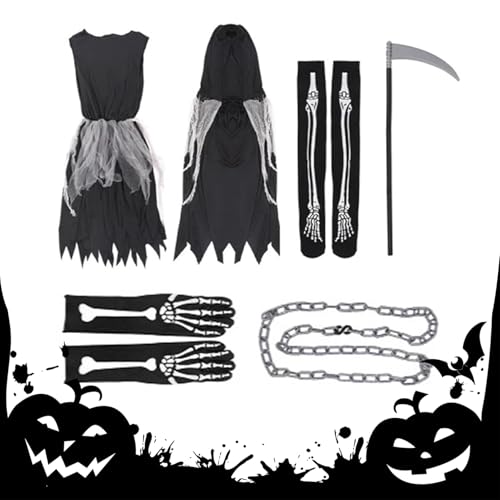 Generico Halloween Kostüm Kinder - Set Haube mit Kapuze Outfit Halloween - Zubehör Verkleidung Für Rollen Vampir Zombie Gruselige Masken Generico Halloween Kostüm Kinder - Set Haube mit Kapuze Outfit Halloween - Zubehör Verkleidung Für Rollen Vampir Zombie Gruselige Masken von Generisch