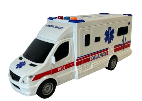 Generico Krankenwagen Spielzeug mit Licht und Geräuschen und Kupplungsbewegung Krankenwagen Erste Hilfe mit Licht und Sound Krankenwagen für Kinder mit Bewegung Kupplung Sirenen und LED-Scheinwerfer von Generisch