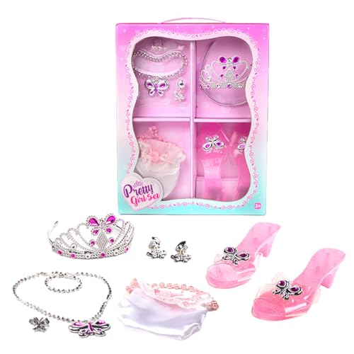 Generico Princess Kostüm Toys for Girls - Princess Up Shoes Set | Schmuckboutique und Schuhkronen | Karten, Krone, Schmuck, Spielzeug für Mädchen | Set für Kinder Princêss von Generisch