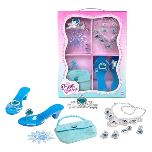Generico Princess Kostüm Toys for Girls - Princess Up Shoes Set | Schmuckboutique und Schuhkronen | Karten, Krone, Schmuck, Spielzeug für Mädchen | Set für Kinder Princêss von Generisch