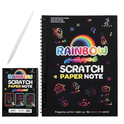 Generico for Kids - Kids Magic Scratch Paper Pads Notebook | Malbuch für Kinder | Kinder zeichnen Notizbuch | Lernbuch für Kratzer mit Holzstift für den Stud von Generisch