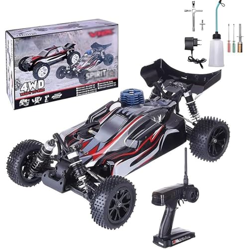 Generisch 1/10 Nitro-RC-Car für Erwachsene, 70 km/h, 2,4 GHz, Zwei-Gang-Nitro-Gasantrieb, ferngesteuertes Fahrzeug, Allradantrieb, Benzinmotor, Drift-Crawler, Hobby-Truck mit Benzinmotor,Schwarz von Generisch