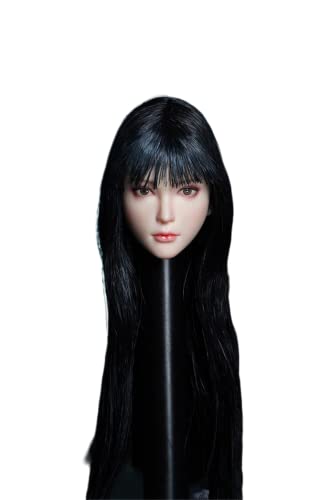 1/6 Maßstab Weibliche Kopf Skulptur, Schönheit Asiatisches Mädchen Blasse Haut Bepflanztes Haar Kopf geschnitzt für 12 Zoll Actionfigur Puppe (A) von Generisch