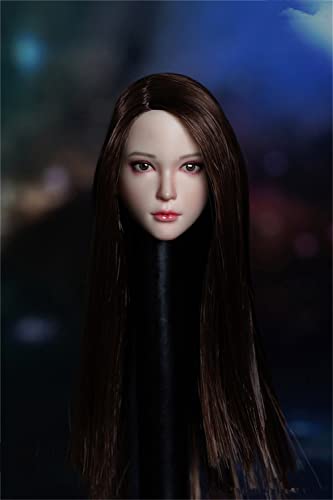 Generisch 1/6 Maßstab Weibliche Kopf Skulptur, Schönheit Asiatisches Mädchen Blasse Haut Bepflanztes Haar Kopf geschnitzt für 12 Zoll Actionfigur Puppe (B) von Generisch