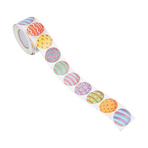 Generisch 1 Rolle Osteraufkleber Osterdeko Ostern Selbstklebende Aufkleber Backverpackungsaufkleber Ostereieraufkleber Ostern Aufkleber Ovale Osterei-Etiketten Ovale Eieraufkleber von Generisch