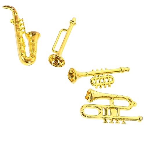 Generisch 1 Satz Klassisches Musikinstrument Instrumente Miniatur-replika-Instrument Kleines Klassisches Instrument Miniatur-Saxophon Mini-Saxophon-anhänger Miniaturen Golden Pp von Generisch