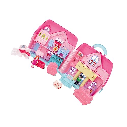 Generisch 1 Satz Prinzessin Spielzeughaus mit Simulation Menschen Kinderspielzeug Spaß aufbwahrungs-Box aufbewahrungskorb Plastikhaus selber Bauen Kunststoff Rosa von Generisch