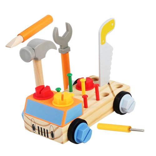 Generisch 1 Satz Werkzeugkasten Reparieren Werkzeugkiste Puppenwagen Werkzeugwagen Werkzeugkoffer Werkzeugkästen Pädagogisches DIY-montageauto DIY Holzauto Zusammenbauen Plastik von Generisch