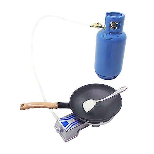 Generisch 1 Set Puppenhauszubehör Miniaturspatel Puppenhaus Kochutensilien Gas Miniherd Schmuck Spielherd Mini Hauspfanne Puppenhaus Kochgeschirr Mini Küchengeschirr Legierung von Generisch