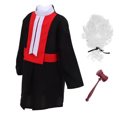 Generisch 1 Set Richterkostüm Perücke Richter Ankleidekleidung Richter Anwaltskostüm Richter Set Richter Kopfbedeckung Rollenspielkostüme Richter Outfit Anwaltskostüm Hammer Generisch 1 Set Richterkostüm Perücke Richter Ankleidekleidung Richter Anwaltskostüm Richter Set Richter Kopfbedeckung Rollenspielkostüme Richter Outfit Anwaltskostüm Hammer von Generisch