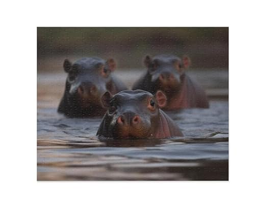 Generisch # 1000 Teile Afrikanische Tierpuzzles Baby Nilpferde Puzzle Für Erwachsene Holzpuzzles Heimdekoration Eltern-Kind-Spiel Dekomprimieren Spielzeug Für Freund Ehefrau Mama (Khaki One Size) von Generisch