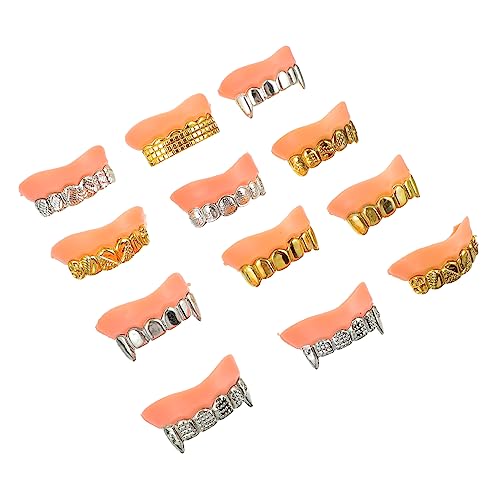 Generisch 12 STK Halloween-Zahnersatz Reißzähne Silberkappen für die Zähne Vampirzähne Masken Halloween schminke Halloween Make up Prank Halloween falsche Zähne lustige falsche Zähne Überzug von Generisch