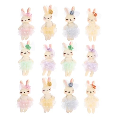 Generisch 12 Stück Multifunktionale Hasen-stofftiere, Raumdekoration, Kaninchen-Puppe, Cartoon-Kaninchen-Puppen, Gefüllte Stofftiere, DIY-Kopfschmuck, Kleidungsdekoration von Generisch