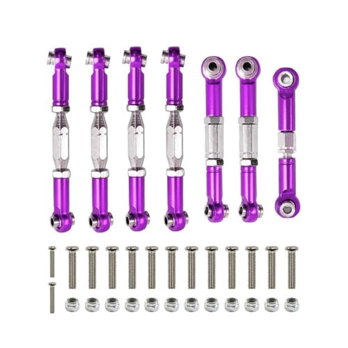Generisch 144001 144002 144010 124007 124016 124017 124019 Metall -Servo -Bindungsstange Vorder- und hintere Lenkungstabstange Upgrade -Teile mit RC -Autos kompatibel(Purple) von Generisch
