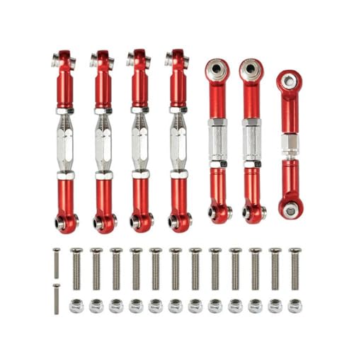 Generisch 144001 144002 144010 124007 124016 124017 124019 Metall -Servo -Bindungsstange Vorder- und hintere Lenkungstabstange Upgrade -Teile mit RC -Autos kompatibel(Red) von Generisch