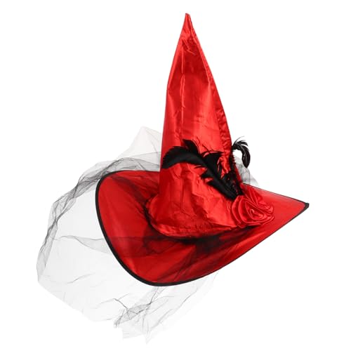 Generisch 1Stk Hexen Hut Halloween-Geisterlichter Halloween-Hexenkostüm Zaubererhut Hexenkopfbedeckung halloween deko halloween-dekoration Maskendekor festliche Partyartikel Stoff rot von Generisch