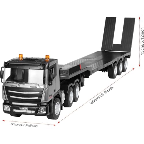 Generisch 2,4 GHz 9 Kanal RC Semi Truck, 83 cm ultralanger Pritschenanhänger Spielzeug mit LED-Lichtern und Sound, 1:24 Maßstab Kinder Elektro Fernbedienung Baufahrzeug von Generisch