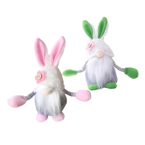 Generisch 2 STK Puppe zum Valentinstag Flauschige Kuscheltiere Stoffpuppen Puppen in Hasenform Niedliche Puppen Elf Puppen Zubehör für die Osterparty Osterzwergpuppen Acryl Green von Generisch