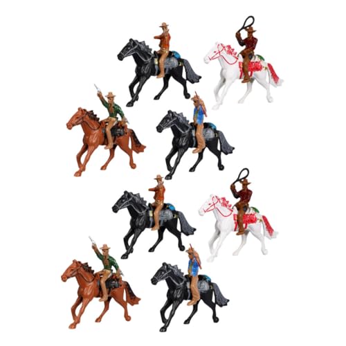 Generisch 2 Sets Western Cowboy Modell Cowboy Figuren Tierspielzeug Figur Spielset Reiter Figur Tiere Spielfigur Spielsets Figuren Desktop Ornamente Modell Cowboy Kunststoff von Generisch