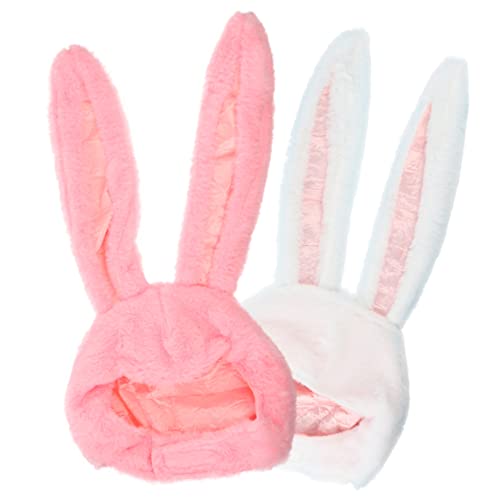 Generisch 2 Stück Plüsch Hasenohr Hüte Kappen Fotografische Cosplay Requisiten (pink + Schwarz) von Generisch