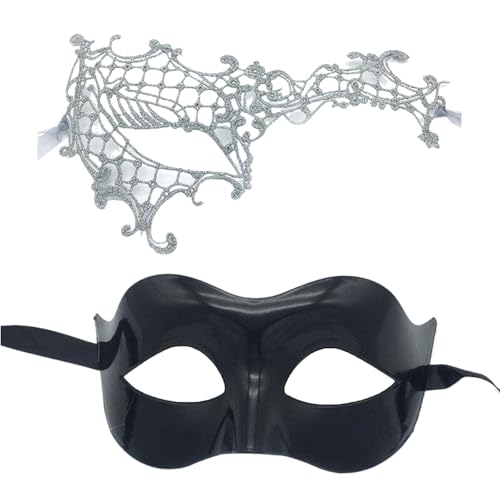 Generisch 2 Stück schwarze Spitze Maskerade Maske, elegante Maske, für Party Karneval und Halloween-Feiern von Generisch