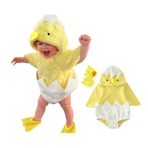 2-Teiliges Set Halloween Kostüm Baby Unisex, Tier Küken Strampler mit Schuhe, Halloween Kostüme für Babys, Cosplay Huhn Tier Kostüm, Winter Fleece Kapuzen Jumpsuit, Cartoon Babykleidung 2-Teiliges Set Halloween Kostüm Baby Unisex, Tier Küken Strampler mit Schuhe, Halloween Kostüme für Babys, Cosplay Huhn Tier Kostüm, Winter Fleece Kapuzen Jumpsuit, Cartoon Babykleidung von Generisch