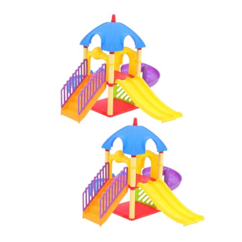 Generisch 2-teiliges Miniatur-spielplatzmodell Für Kinder, Heimdekoration Und Puppenhaus-Dekoration, Kleines Rutschen-spielzeugmodell Für Kreatives Spielen, Desktop-Dekoration Und von Generisch