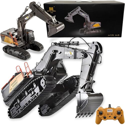 Generisch 20,4 Zoll 22 Kanäle Fernsteuerung Bagger LKW 1/14 Skala Metall Schaufel RC Graben Maschine Metalllegierung Baufahrzeuge Spielzeug für Kinder von Generisch