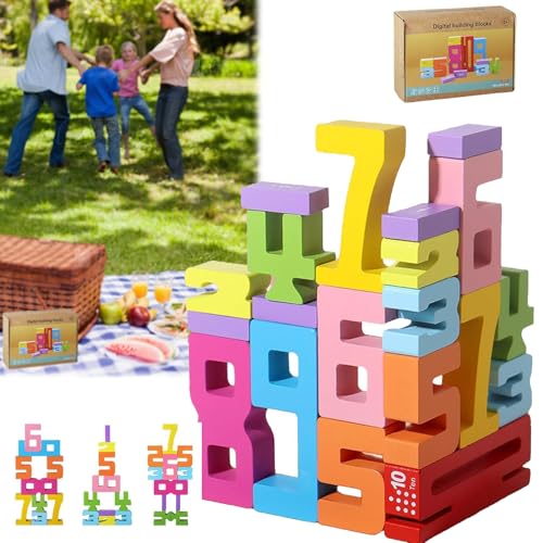 Generisch 20 PCS Wooden Number Building Blocks, Number Blocks Friends of Ten, Number Blocks 1-10, Used for Leisure and Entertainment, Can Exercise Divergent Thinking (1 Set) von Generisch